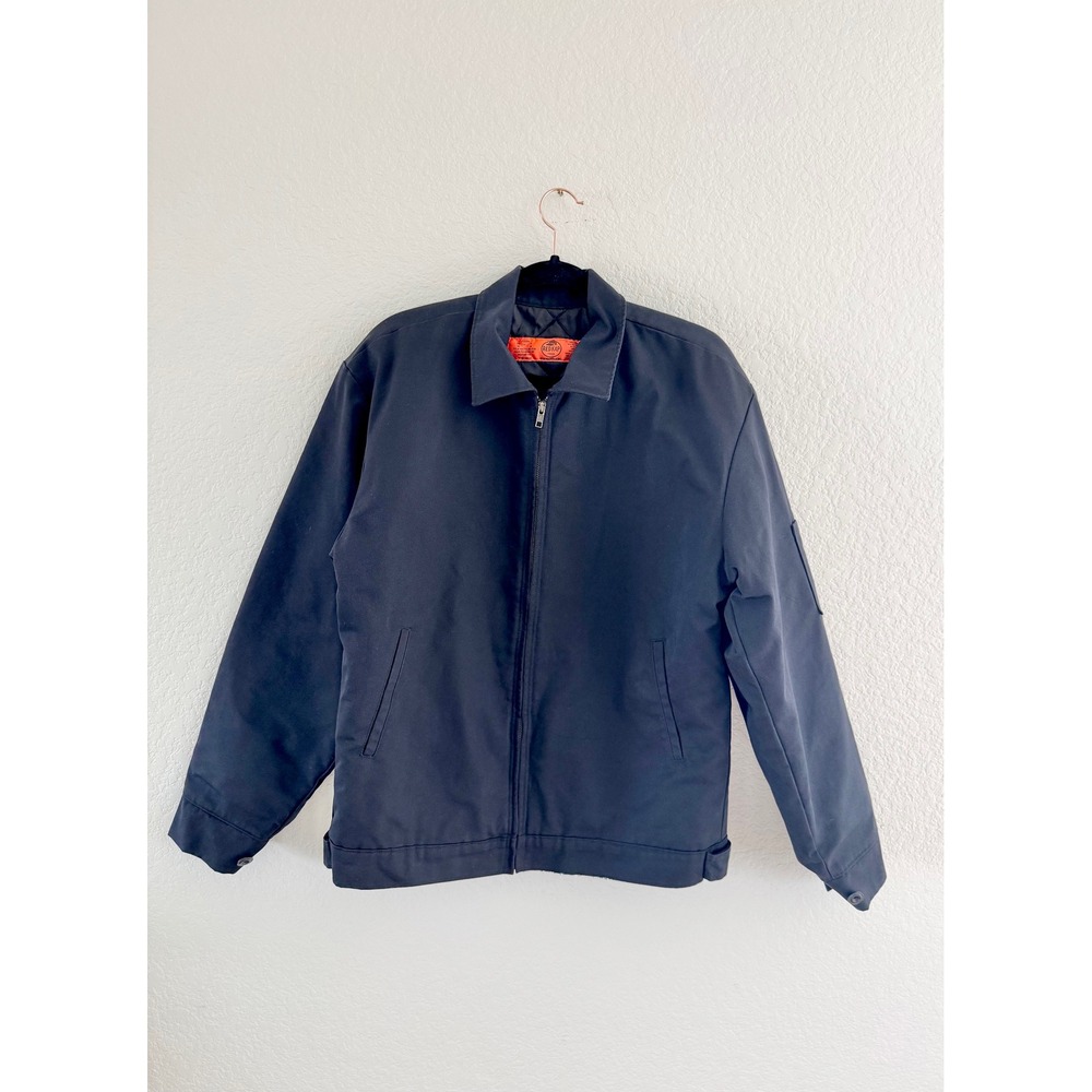 Red Kap Work Jacket Mens Medium Navy Blue Quilted Lined Full Zip Utility JT22BK